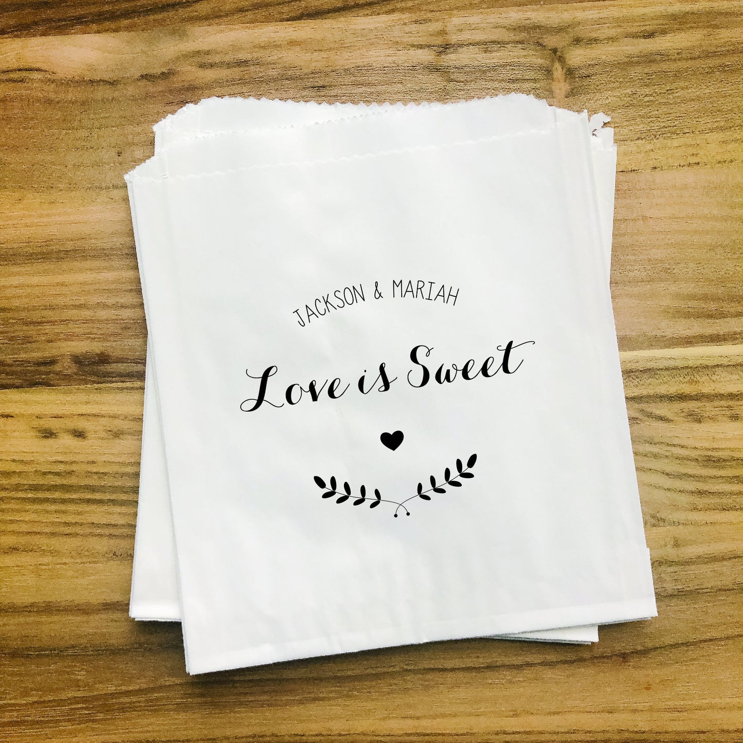 Love Is Sweet, Custom Candy Bags, Set of 25