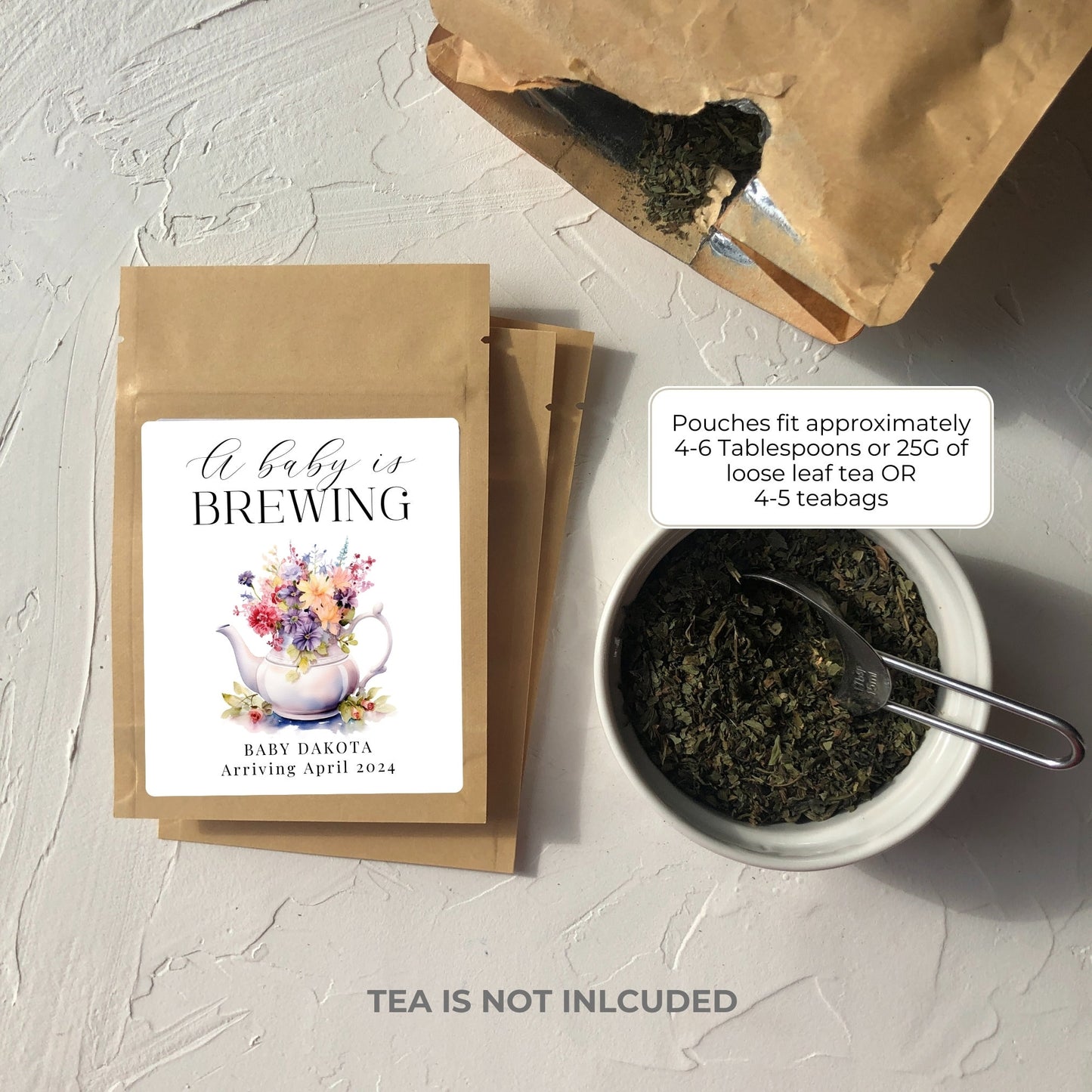 Personalized Tea Favor Bags, A Baby is Brewing Shower Theme, Tea Bag Packets