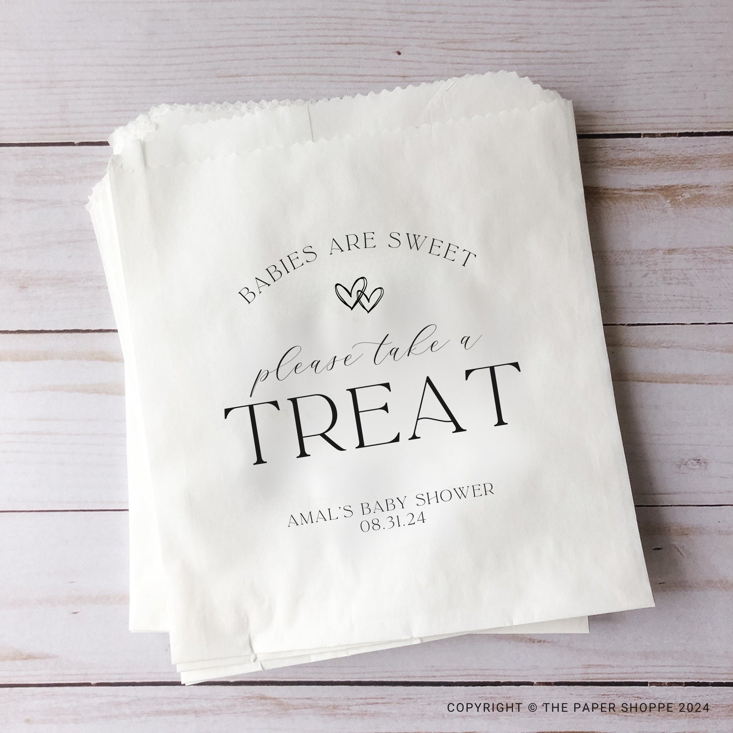 25 Pack, Personalized Baby Shower Favor Bags, Babies are Sweet Treat Bags, Candy Bags for Baby Shower, Candy Bar/Buffet Bags, - 25 Pack