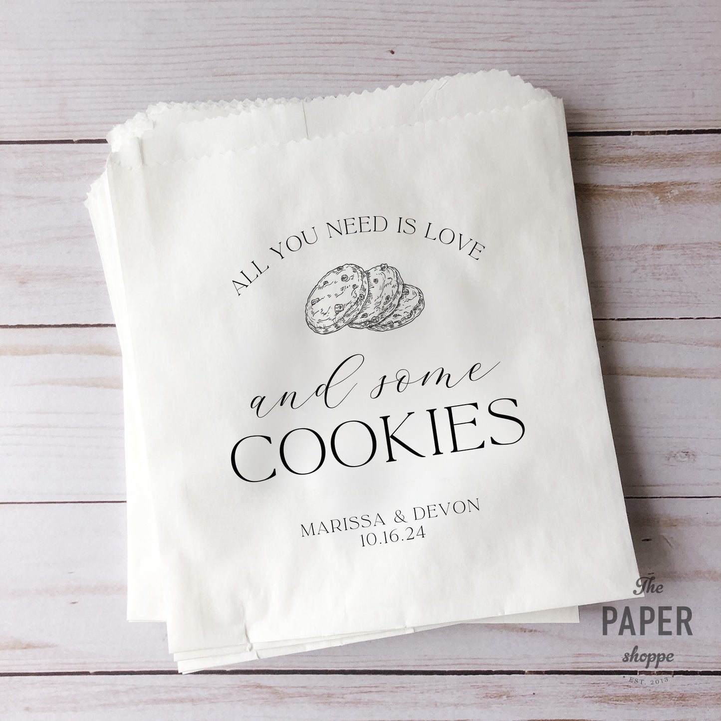 25 Pack, Personalized Cookie Bags for Weddings, Cookie Table, Personalized treat Bags, Cookie Wedding Favors - Set of 25