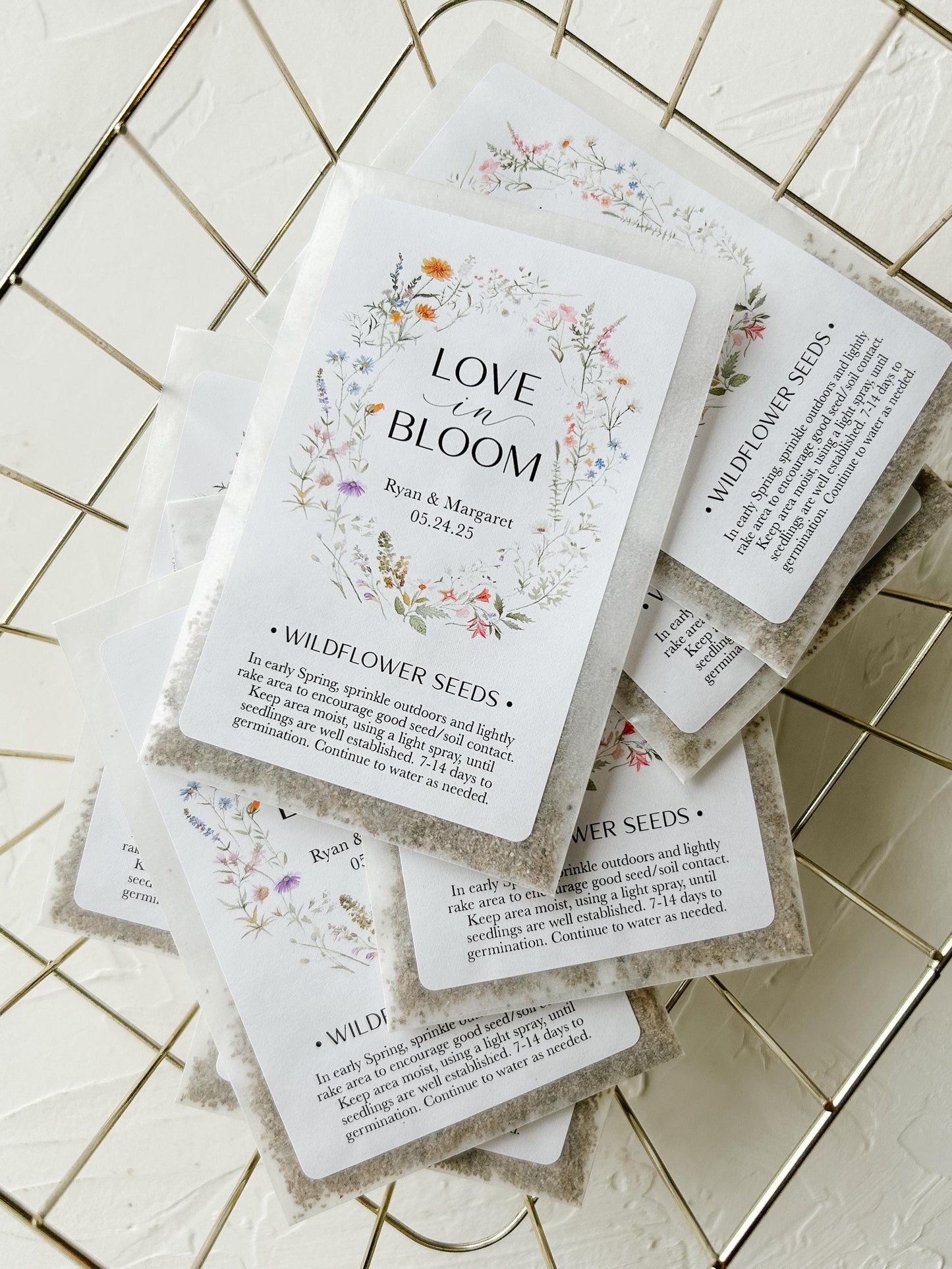 12 Love in Bloom Seed Packet, Favor Packaging, Personalized Flower Packets, Labels for seed packets, Wildflower seed packs (12 Pack)