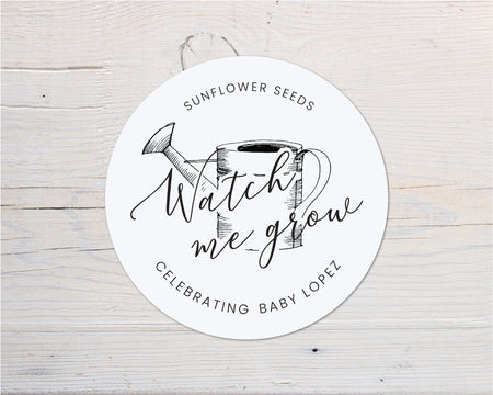 Watch me grow, Baby Shower Seed Favor Stickers