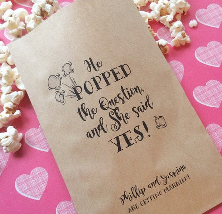 Popcorn Bags - He POPPED the question - Popcorn Bar Bags