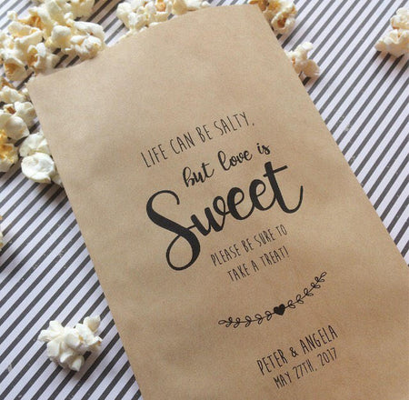 Popcorn Bags - Life can be Salty, but love is Sweet - Popcorn Bar Bags