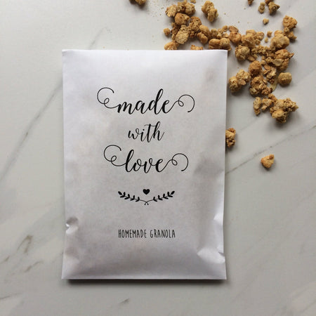 Made with love Bags - Wedding Paper Bags - Homemade Granola Favors - BAGS ONLY