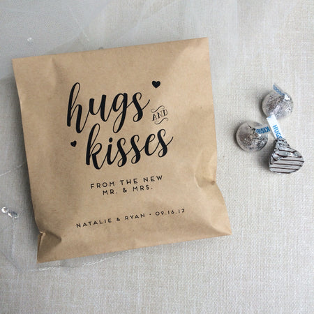 Hugs and Kisses from the new Mr. & Mrs. - Wedding Favour Paper Bags - Candy Bags for Wedding - BAGS ONLY
