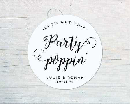 Let's get this Party Poppin', Popcorn Favor Stickers