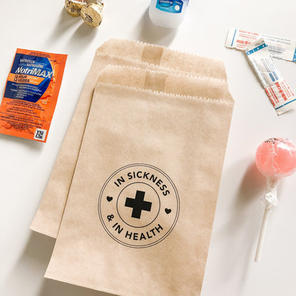 25 Pack, In Sickness & In Health Wedding Favor Bags, Kraft Brown