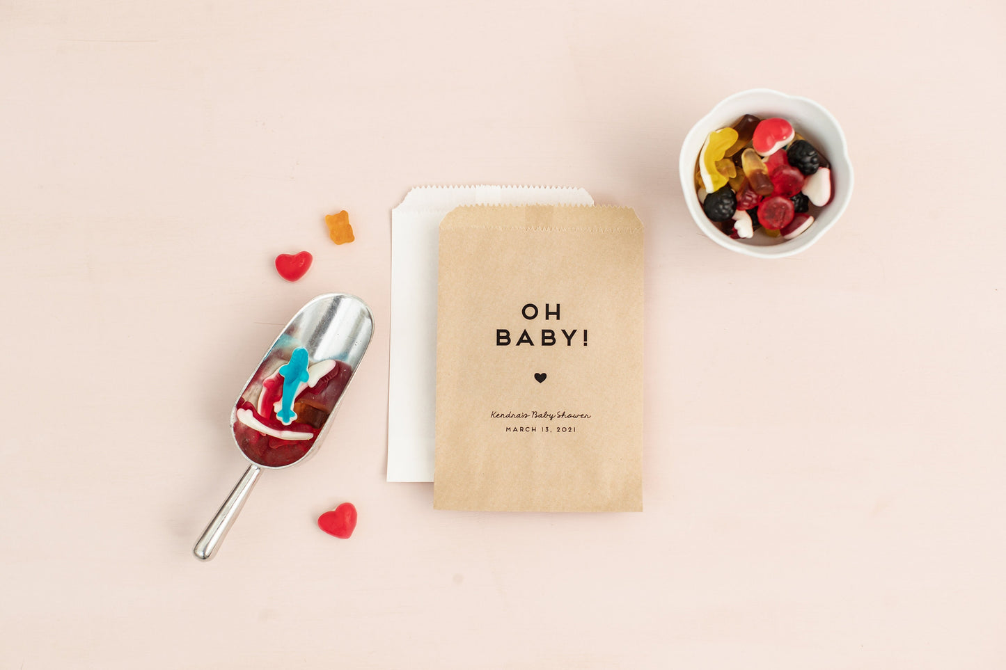Oh Baby Shower Favor Bags, Custom Treat Bags, Set of 25