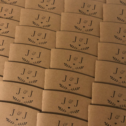 Custom Wedding Coffee Cup Sleeves | Monogrammed Paper Sleeves