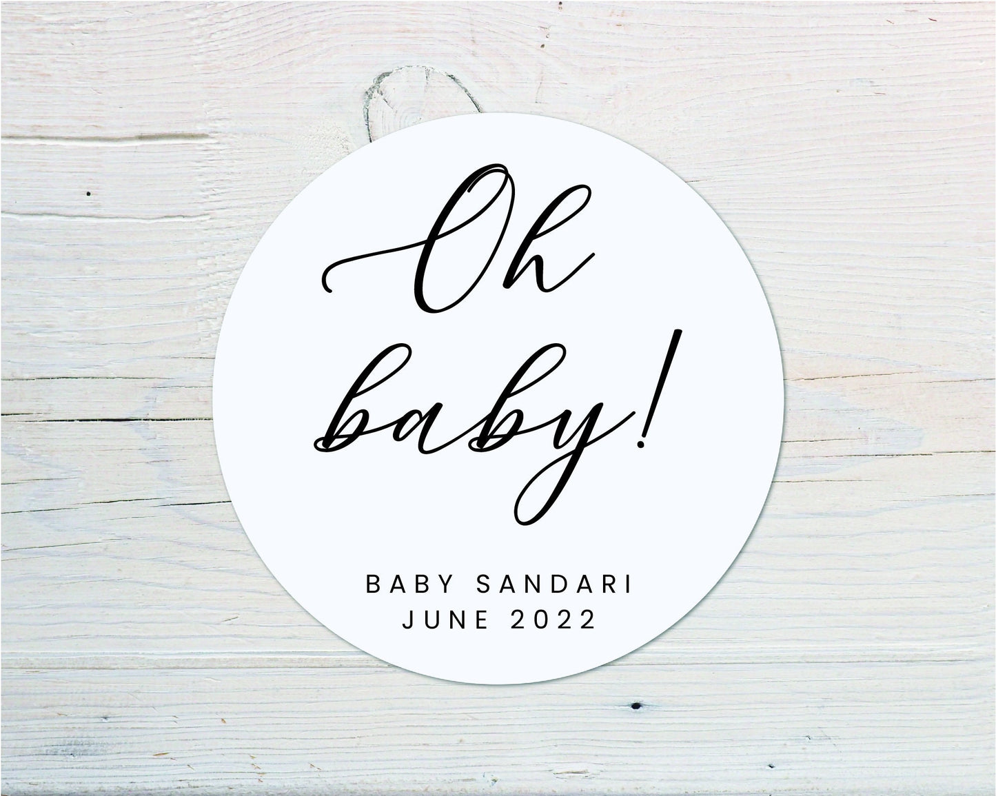 Personalized Baby Shower Stickers: Oh Baby Round Labels