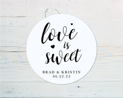 Personalized Love is Sweet Stickers: Wedding & Shower Favors