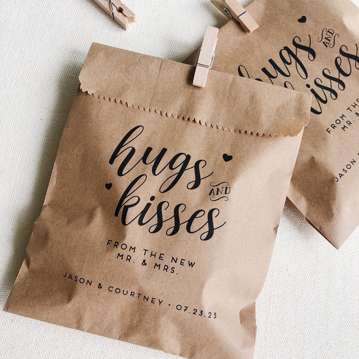 25 Pack, Wedding Favor Bags for Chocolate, Candy bags for weddings, Hugs and Kisses Candy bags, Set of 25