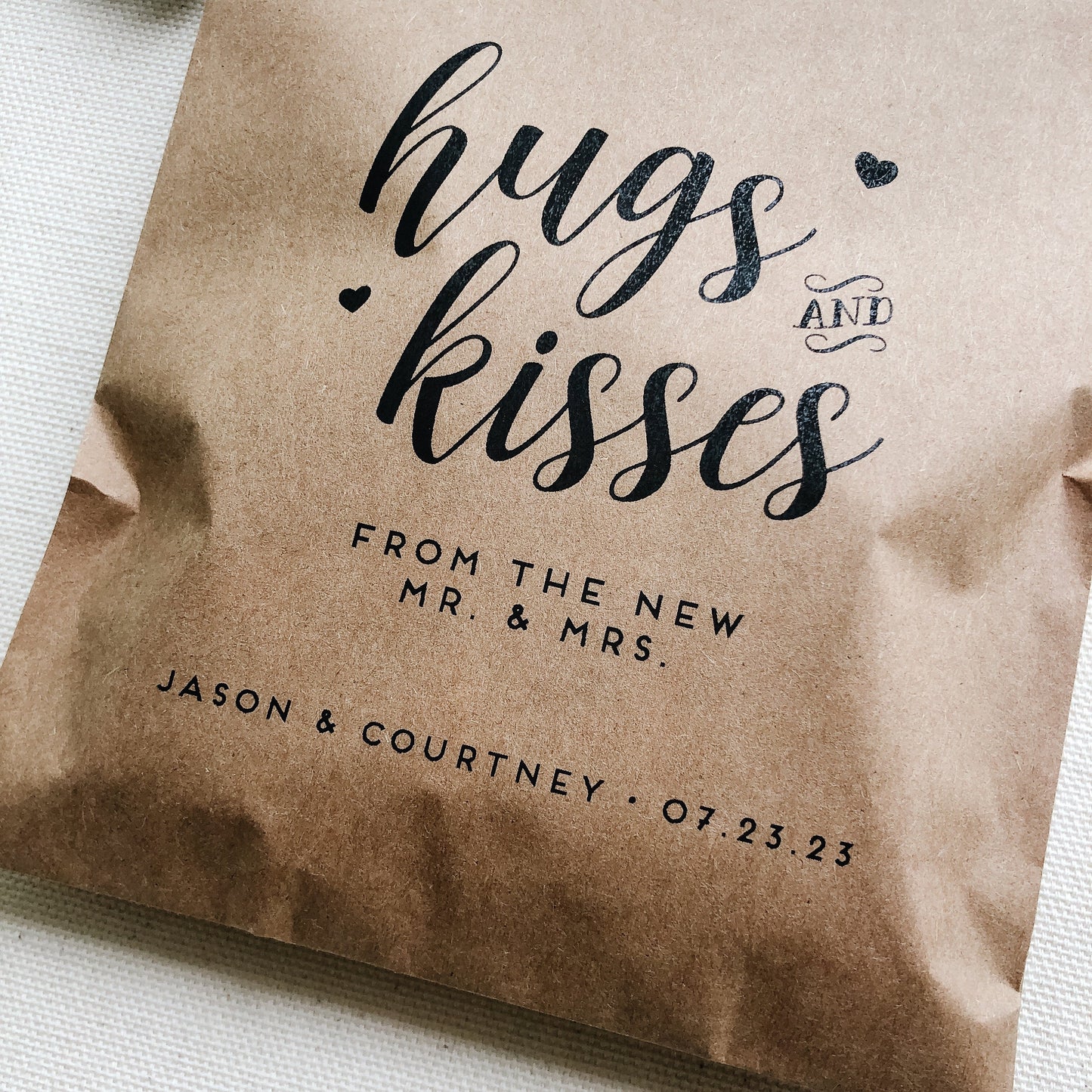 25 Pack, Wedding Favor Bags for Chocolate, Candy bags for weddings, Hugs and Kisses Candy bags, Set of 25