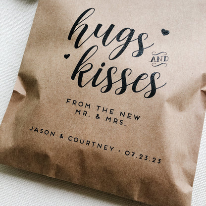 25 Pack, Wedding Favor Bags for Chocolate, Candy bags for weddings, Hugs and Kisses Candy bags, Set of 25