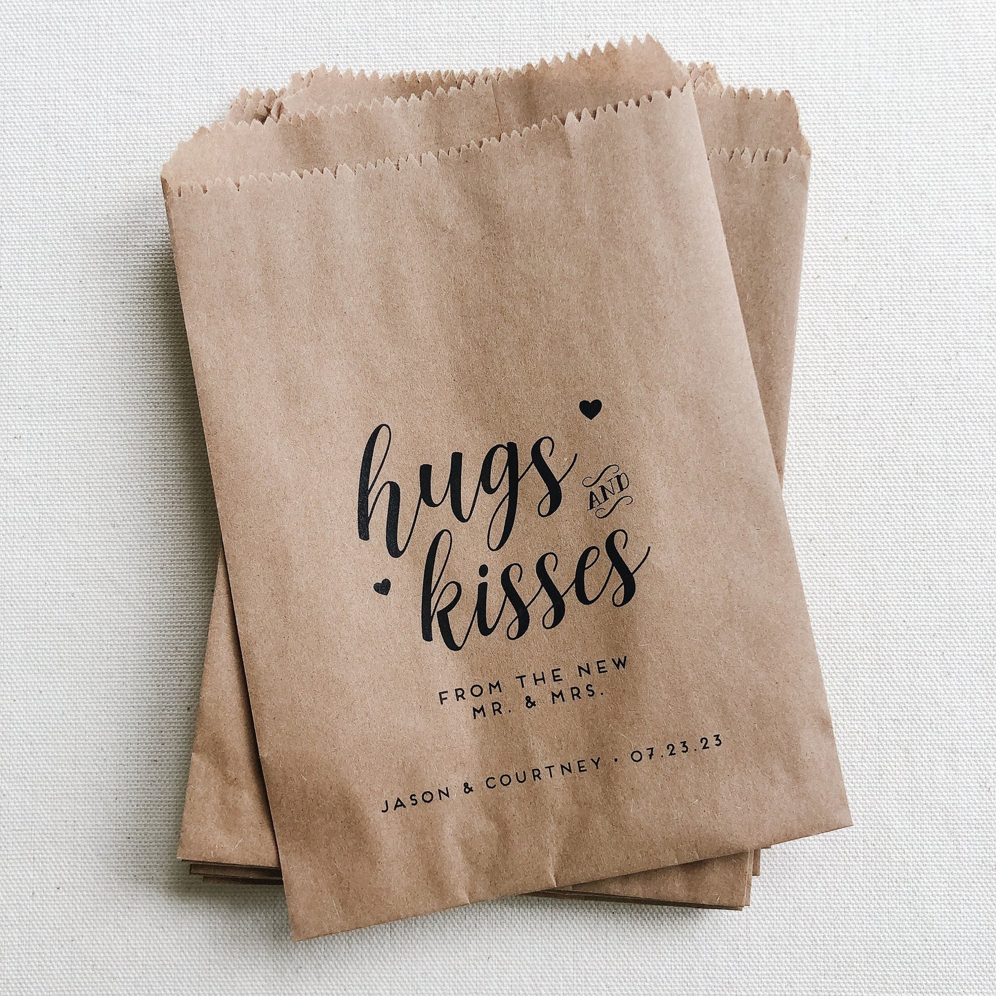 25 Pack, Wedding Favor Bags for Chocolate, Candy bags for weddings, Hugs and Kisses Candy bags, Set of 25