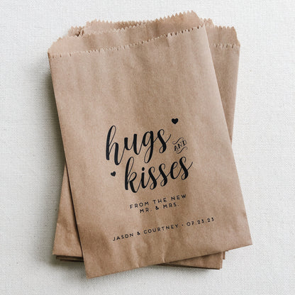 25 Pack, Wedding Favor Bags for Chocolate, Candy bags for weddings, Hugs and Kisses Candy bags, Set of 25