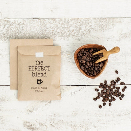 25 Pack, Personalized Coffee Favor Bags – Kraft Brown Wedding Treat