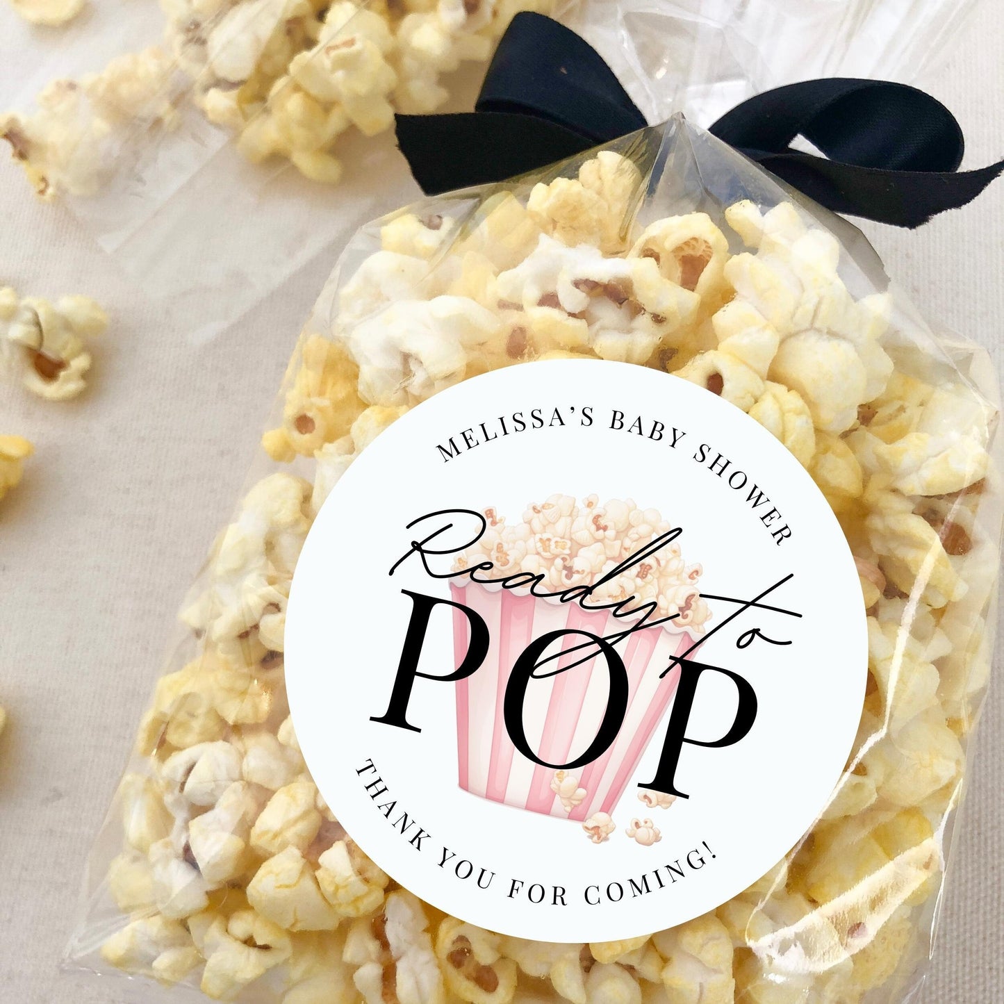 Personalized Ready to POP Baby Shower Stickers: Popcorn Favor Labels