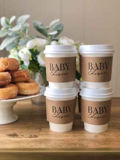 Personalized Coffee Cup Sleeve for Baby Shower | Baby is Brewing | Baby Shower Cup | Coffee Sleeves | Baby Shower Decor | Coffee Theme