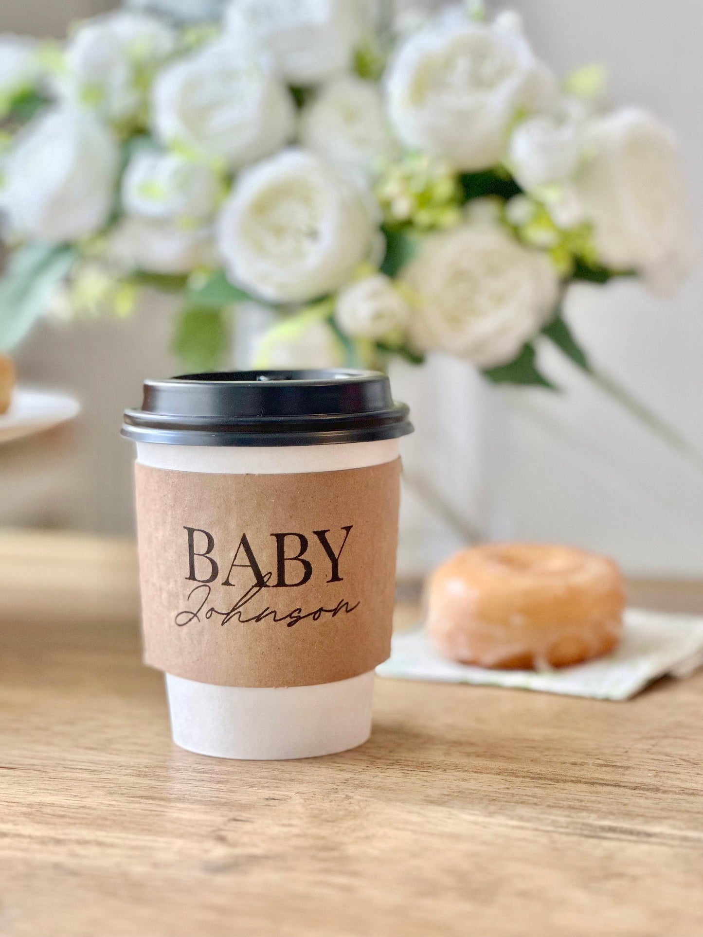 Personalized Coffee Cup Sleeves for baby Shower, Cafe Babe Theme, Baby Shower Decor, A Baby is Brewing, sCoffee Theme