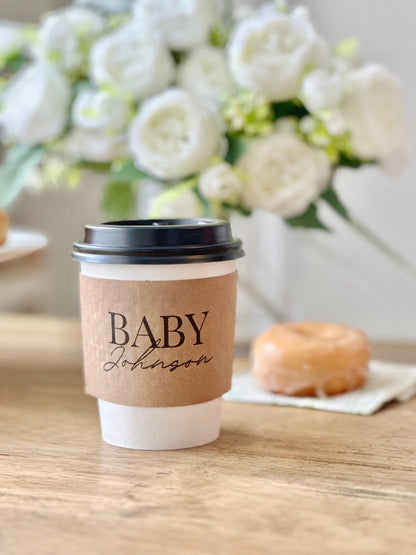 Personalized Coffee Cup Sleeves for baby Shower, Cafe Babe Theme, Baby Shower Decor, A Baby is Brewing, sCoffee Theme
