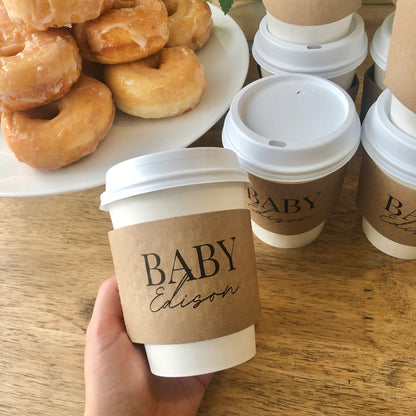 Personalized Coffee Cup Sleeve for Baby Shower | Baby is Brewing | Baby Shower Cup | Coffee Sleeves | Baby Shower Decor | Coffee Theme