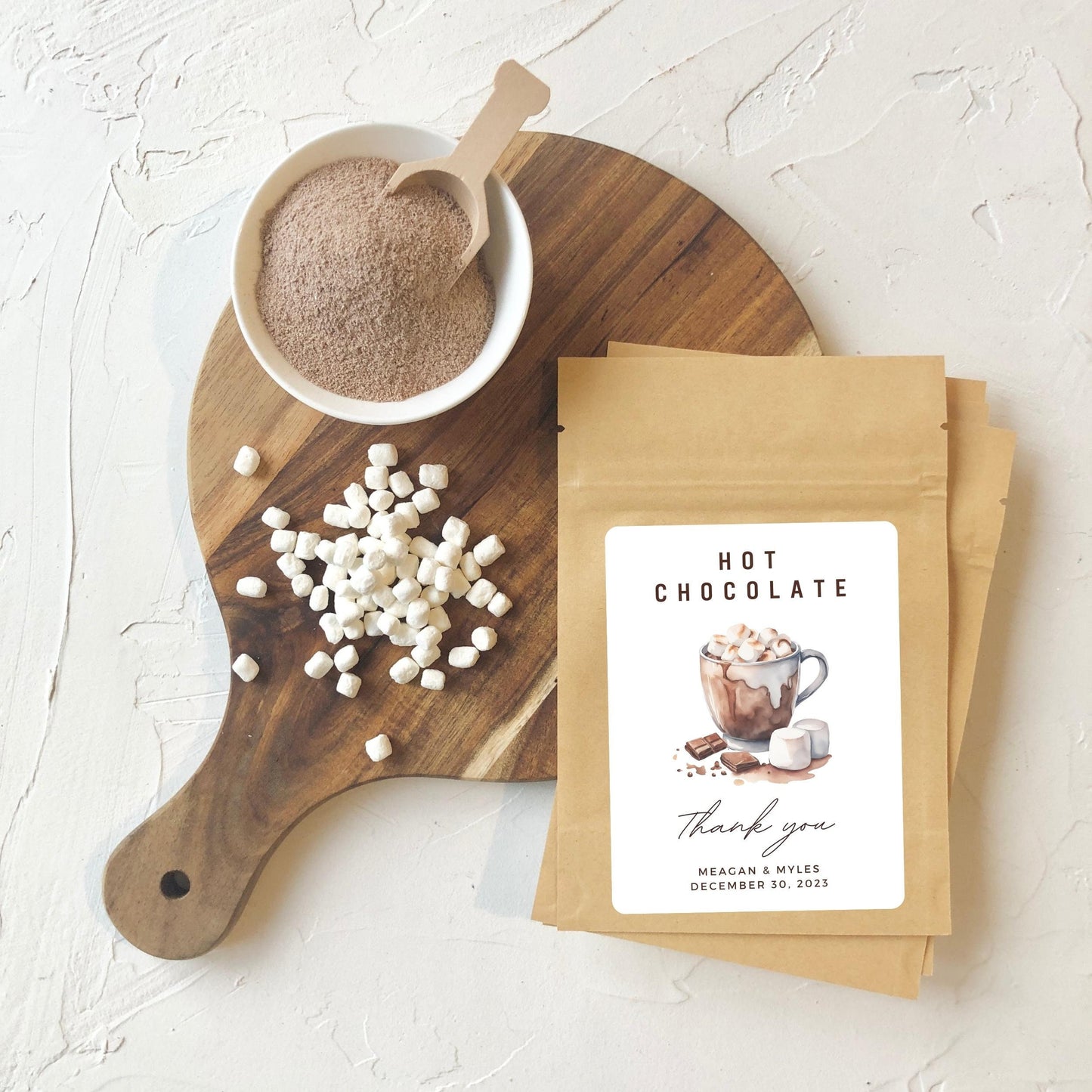 Personalized Hot Cocoa Favor Pouches | Winter Wedding, Single Serve