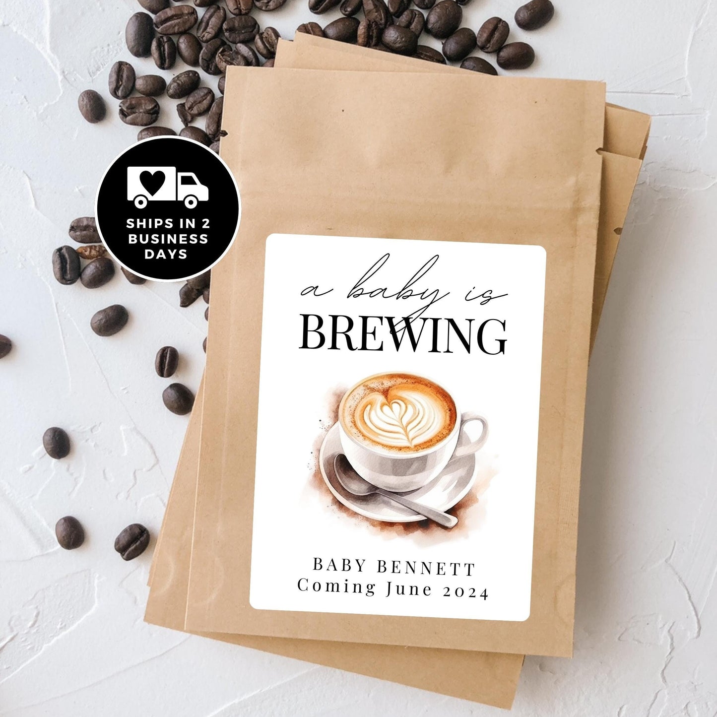 A Baby is Brewing Coffee Favor Pouches for Baby Shower, Personalized Coffee Favor Bags, Coffee Theme baby ShowerPOUCHES ONLY