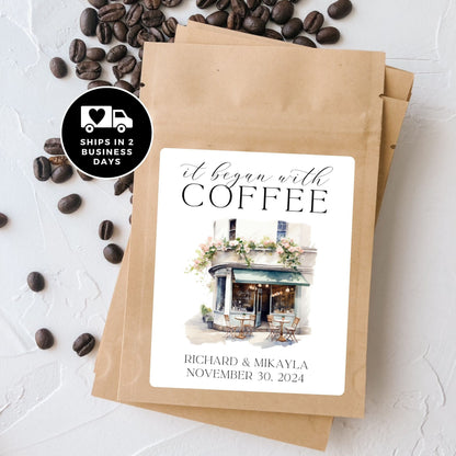 Personalized Wedding Coffee Favor Bags: Engagement, Bridal Shower - Pouches Only