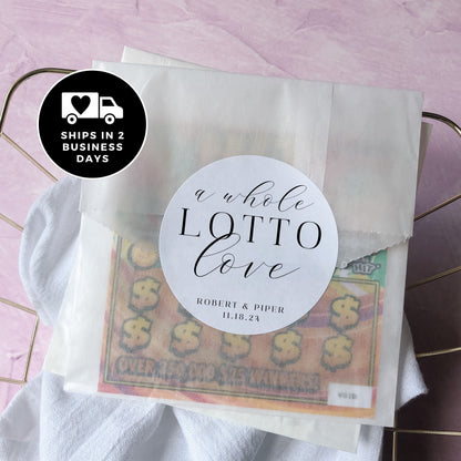 Wedding Lottery Ticket Favor Stickers: Personalized Lotto Love Labels