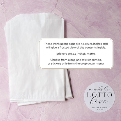 Wedding Lottery Ticket Favor Stickers: Personalized Lotto Love Labels