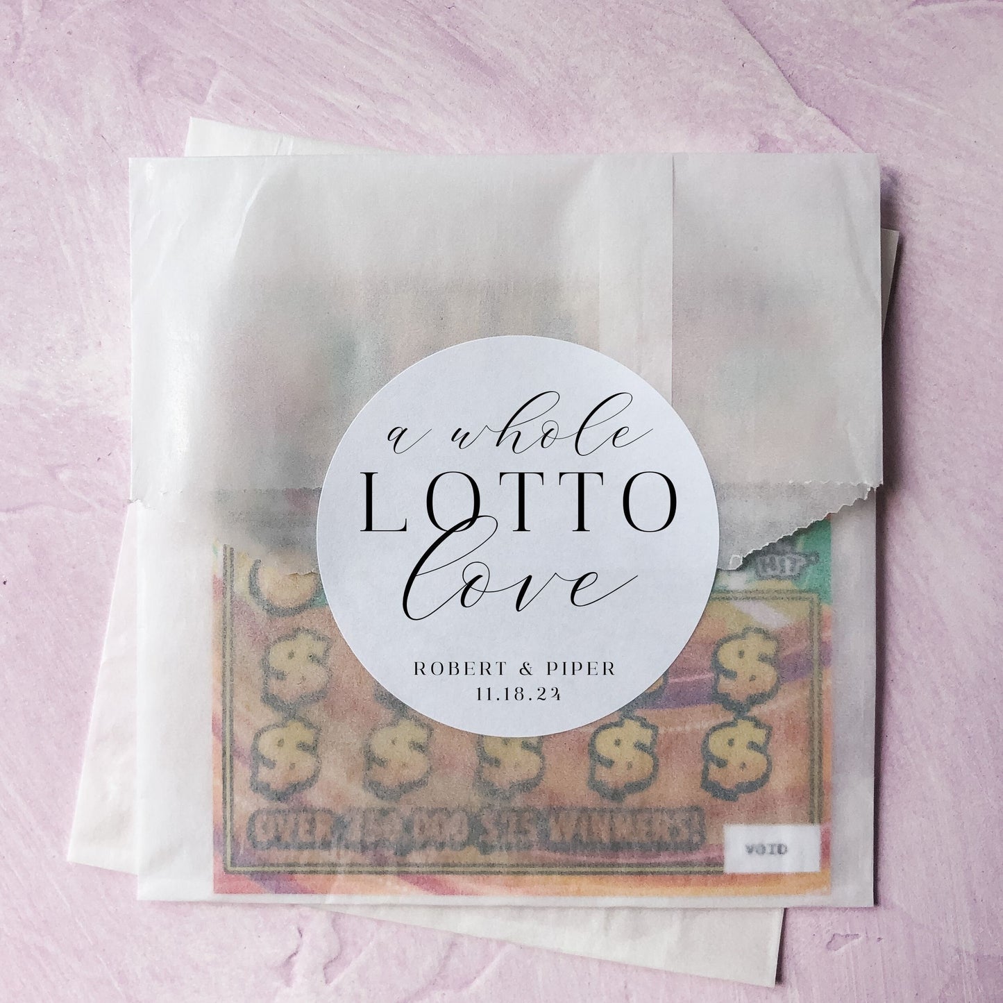 Wedding Lottery Ticket Favor Stickers: Personalized Lotto Love Labels