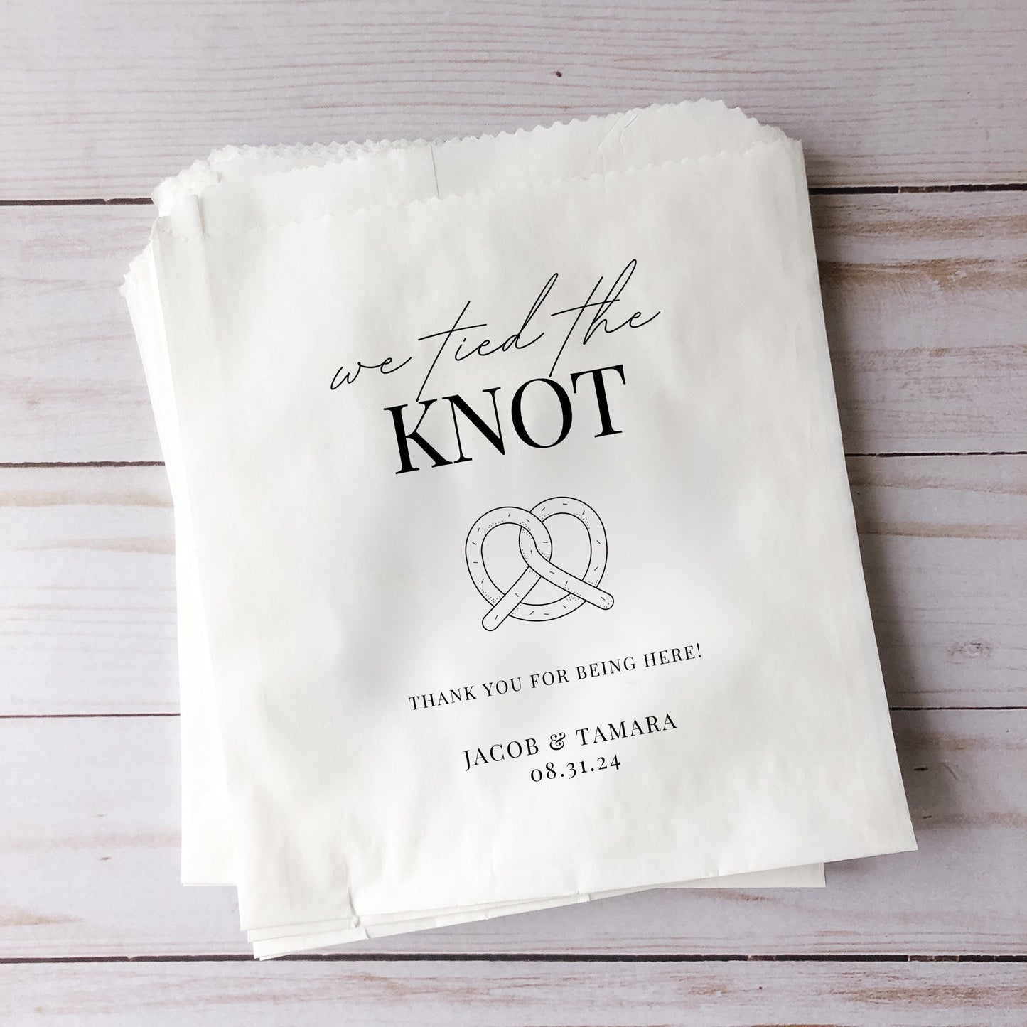 25 pack, We Tied the Knot Pretzel Bags: Wedding Favor, Set of 25