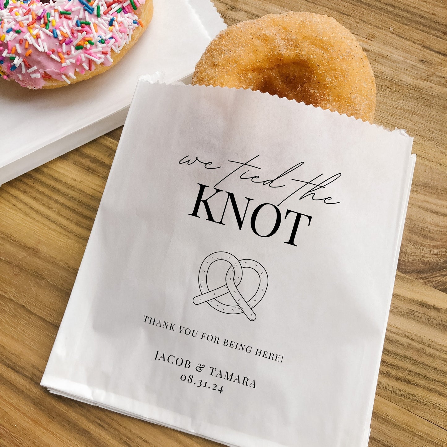 25 pack, We Tied the Knot Pretzel Bags: Wedding Favor, Set of 25