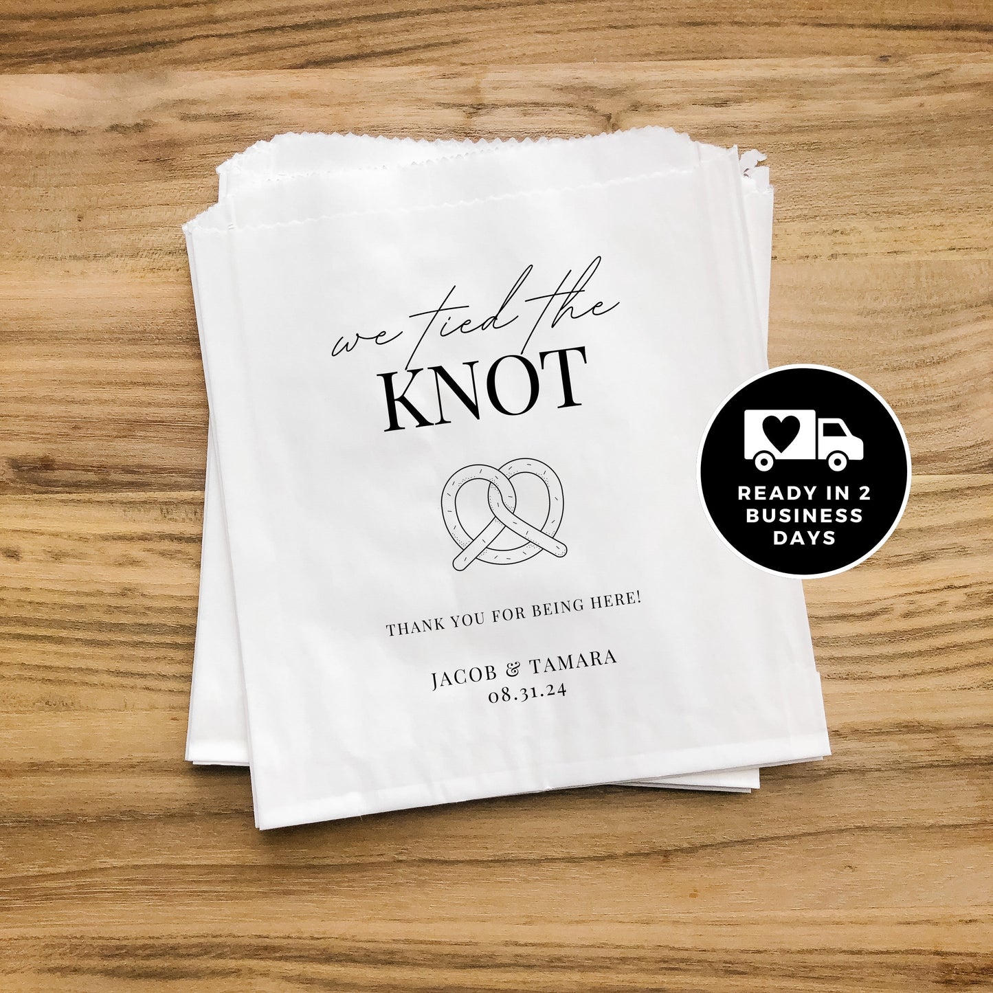 25 pack, We Tied the Knot Pretzel Bags: Wedding Favor, Set of 25