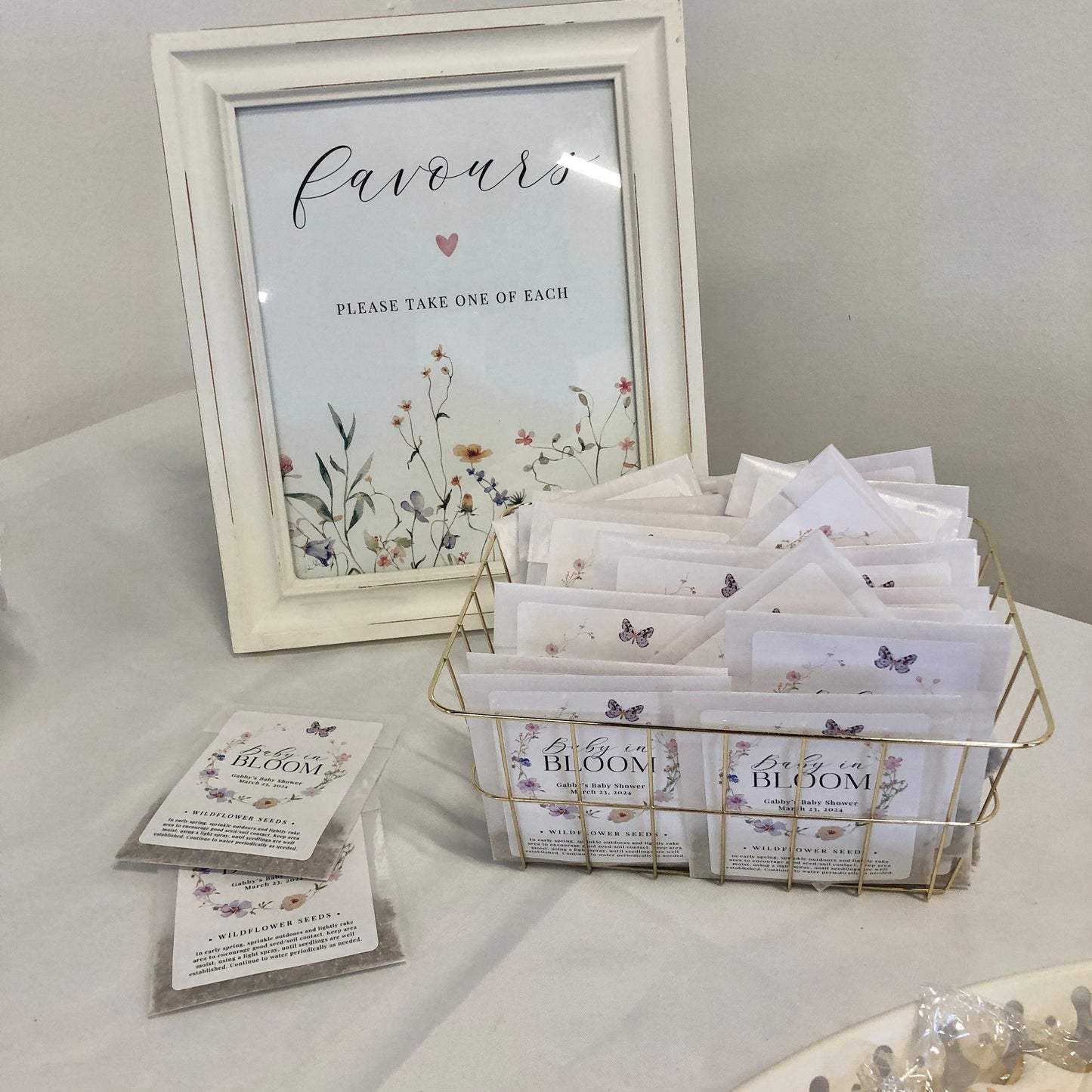 12 Personalized Baby Shower Seed Packet Favors, Wildflower Mix (12 Pack)