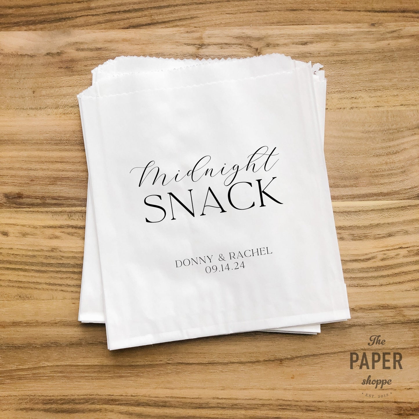 25 Pack, Personalized Midnight Snack Bags, Wedding Favor Candy Buffet, Light Night Snacks Bag
