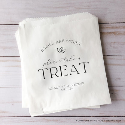 25 Pack, Personalized Baby Shower Favor Bags, Babies are Sweet Treat Bags, Candy Bags for Baby Shower, Candy Bar/Buffet Bags, - 25 Pack