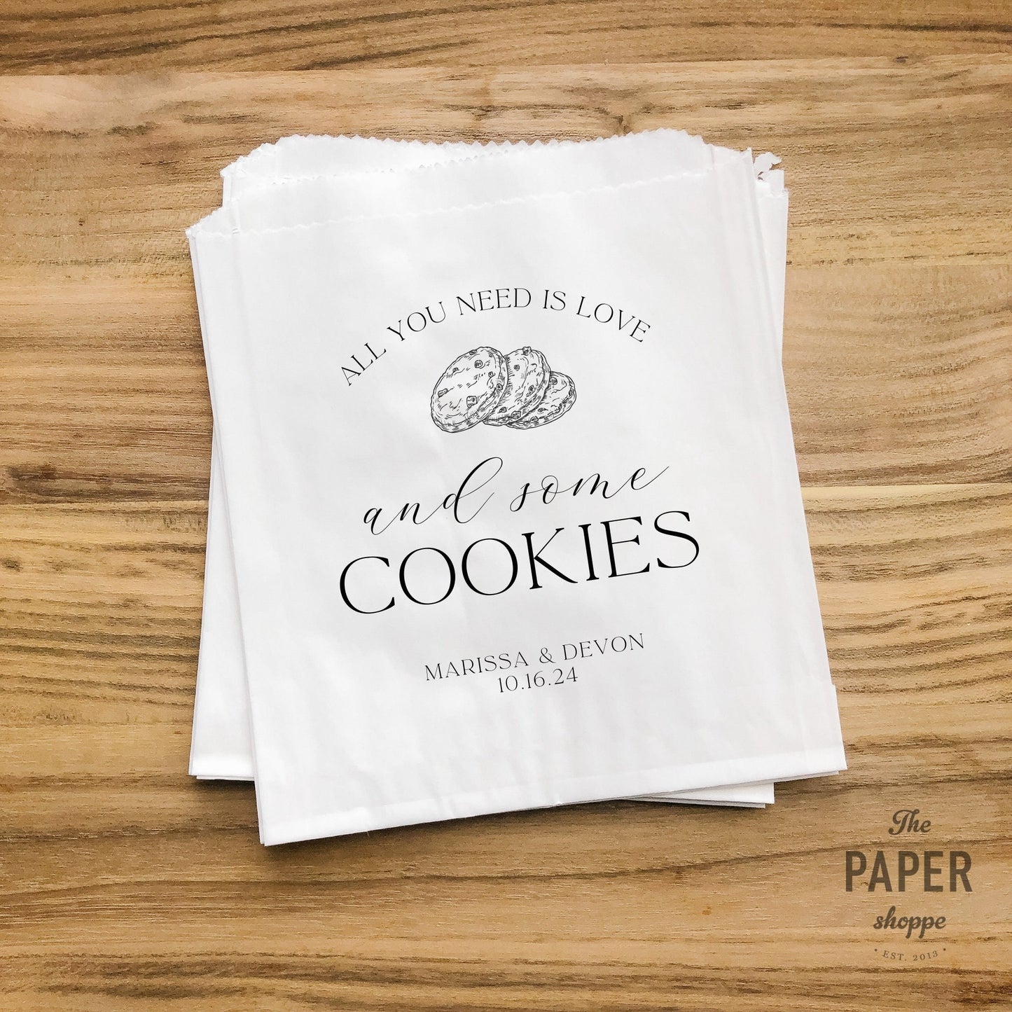 25 Pack, Personalized Cookie Bags for Weddings, Cookie Table, Personalized treat Bags, Cookie Wedding Favors - Set of 25