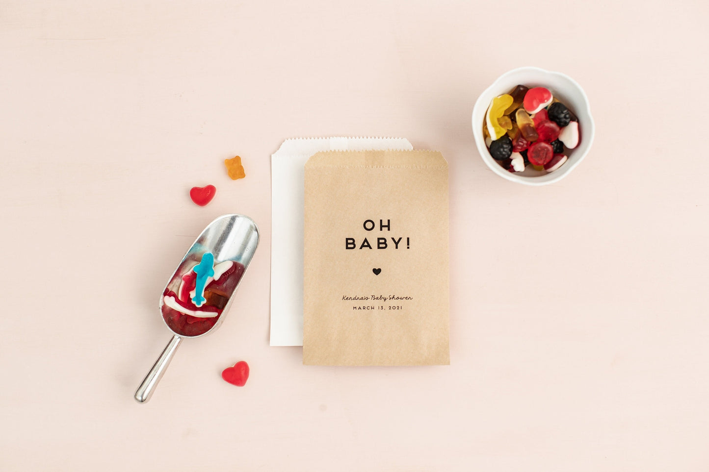 Oh Baby Shower Favor Bags, Custom Treat Bags, Set of 25