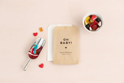Oh Baby Shower Favor Bags, Custom Treat Bags, Set of 25