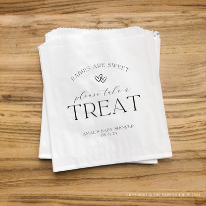 25 Pack, Personalized Baby Shower Favor Bags, Babies are Sweet Treat Bags, Candy Bags for Baby Shower, Candy Bar/Buffet Bags, - 25 Pack