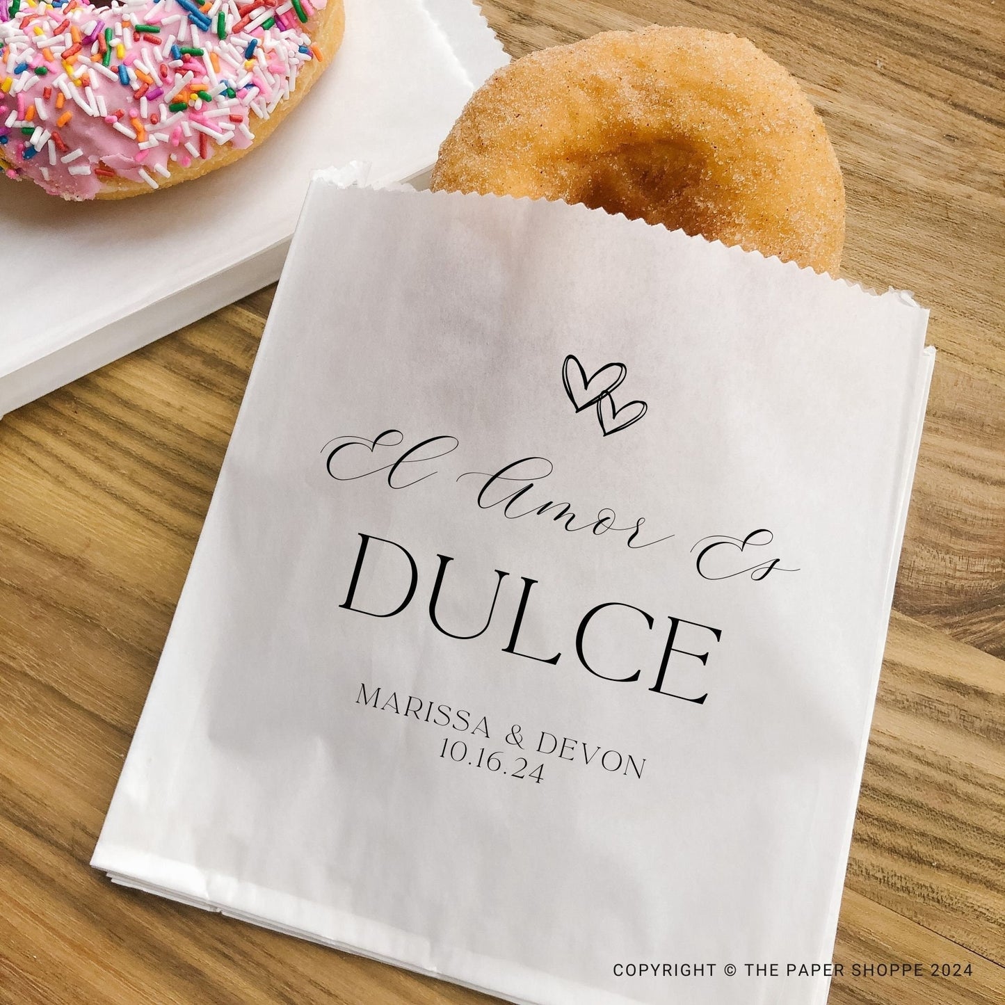 25 Pack, El Amor Es Dulce Treat Bag, Spanish Wedding Favor, Set of 25