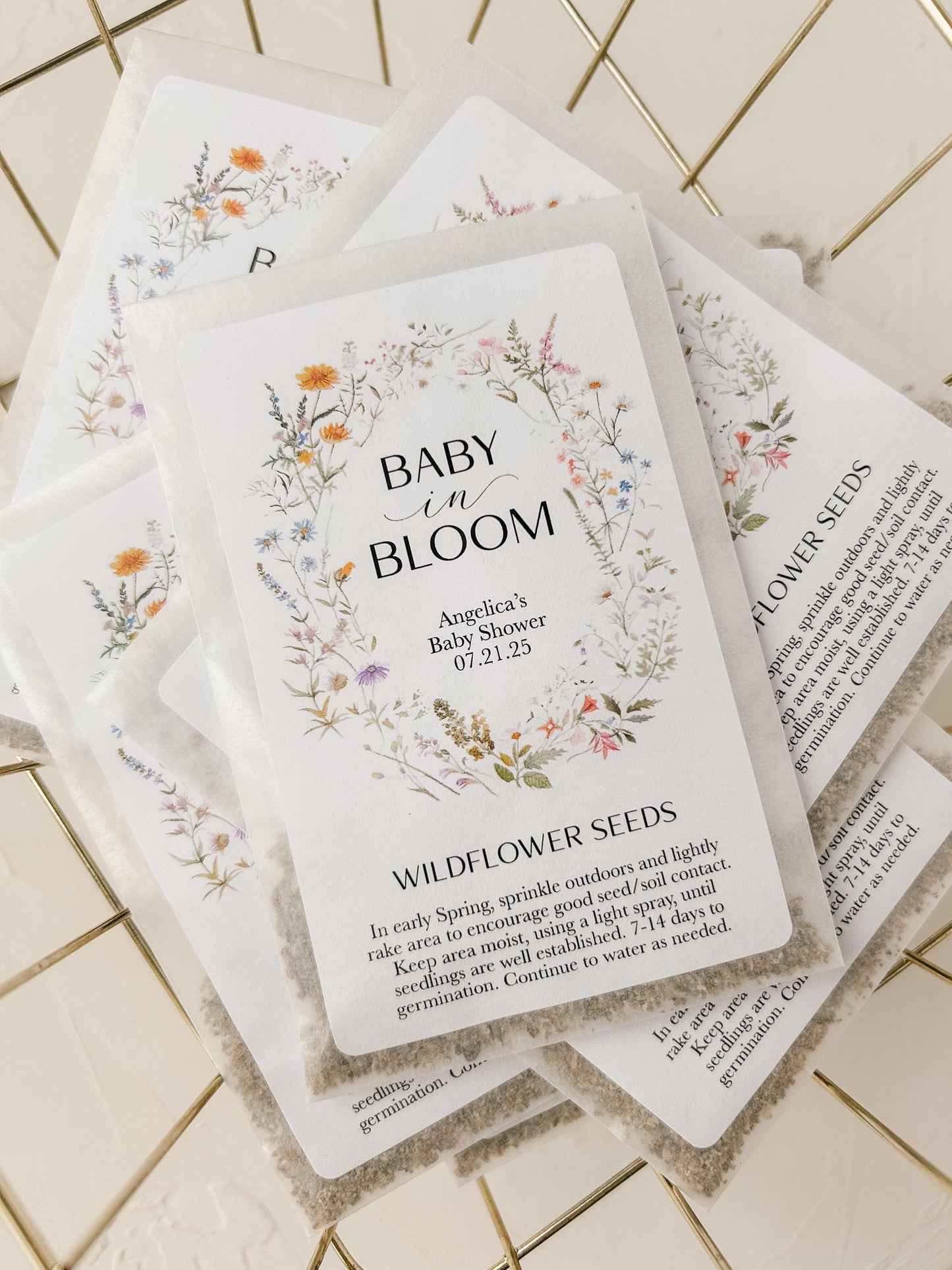 Baby Shower Wildflower Seed Packet Favors - 'Baby in Bloom' SEEDS INCLUDED