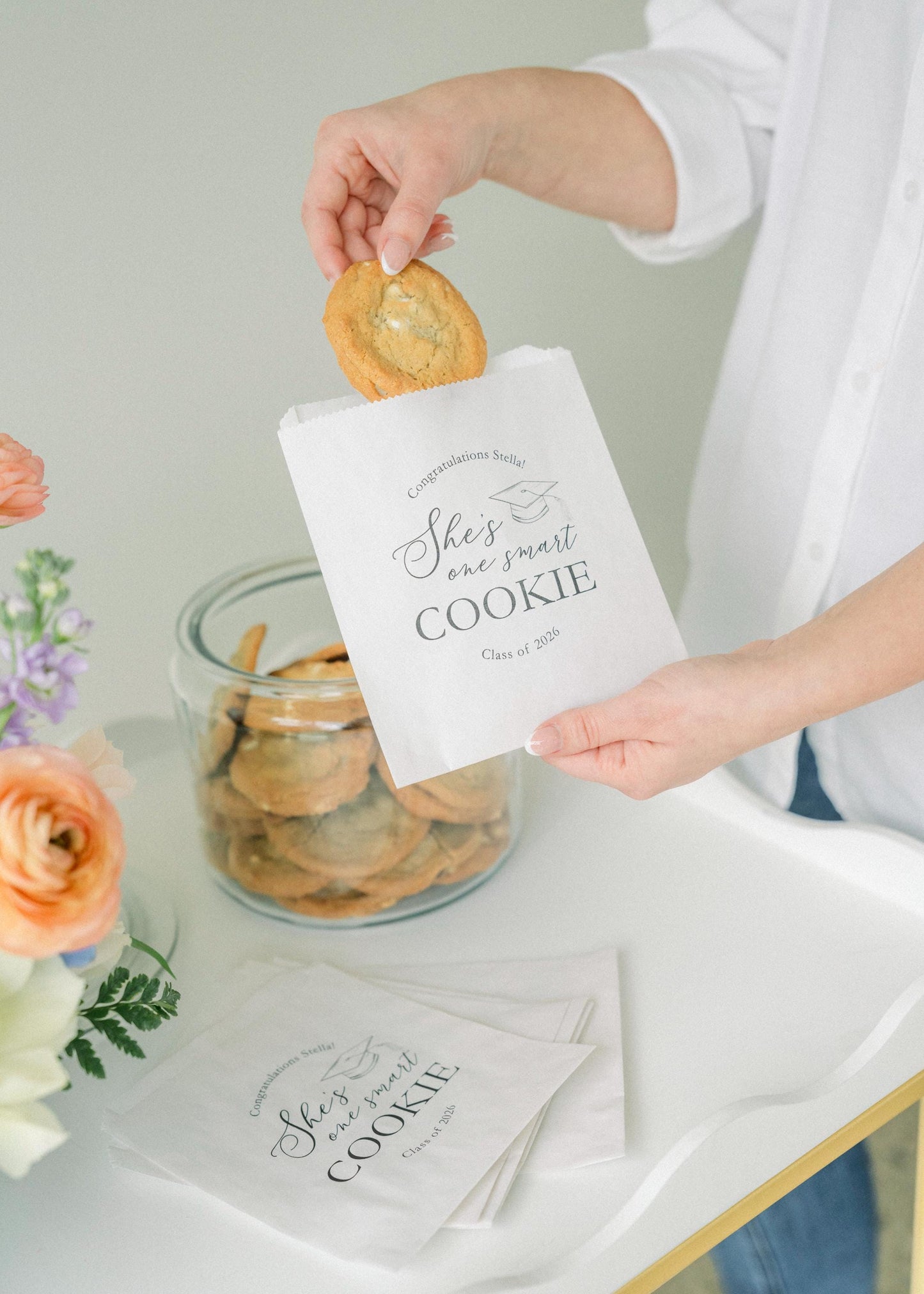 25 Pack, One Smart Cookie Graduation Favor Bags: Class of 2026, Set of 25