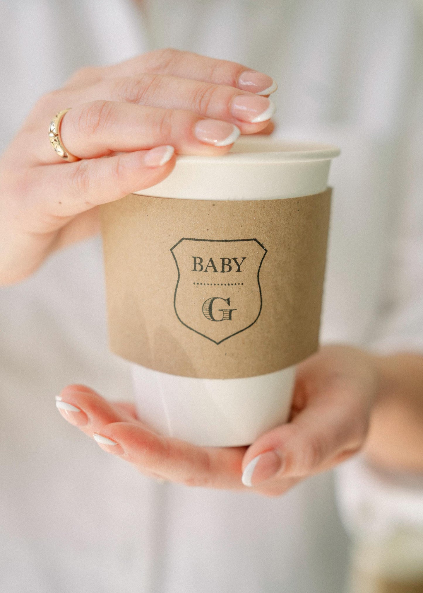 Monogram Baby Shower Coffee Cup Sleeve, Coffee theme shower, Personalized Kraft Sleeves, Spring Coffee Baby Shower, Custom Party Cup Sleeves