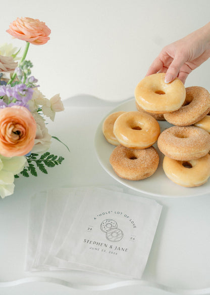 25 pack, Personalized Wedding Donut Bags: Grease Resistant Treat Bags, Set of 25