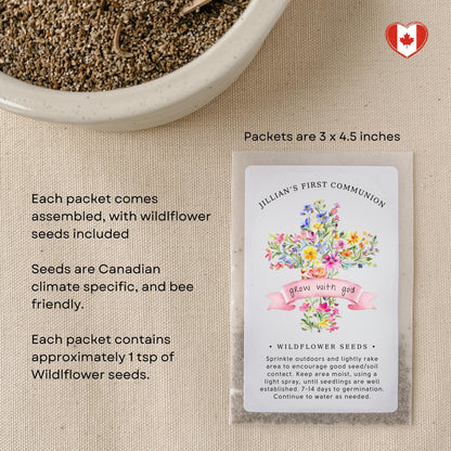 12 pack, Baptism Favors, Personalized Wildflower Seed Packet Favours, First Communion