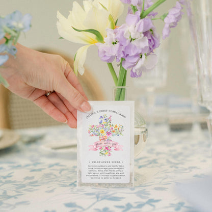 12 pack, Baptism Favors, Personalized Wildflower Seed Packet Favours, First Communion